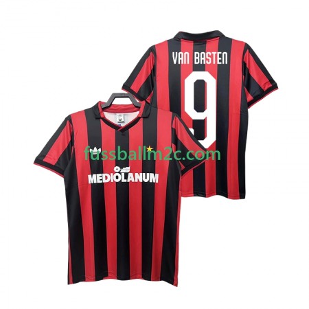 Fußballtrikots AC Mailand VAN BASTEN 9 1991 Retro Heim Trikotsatz 1990